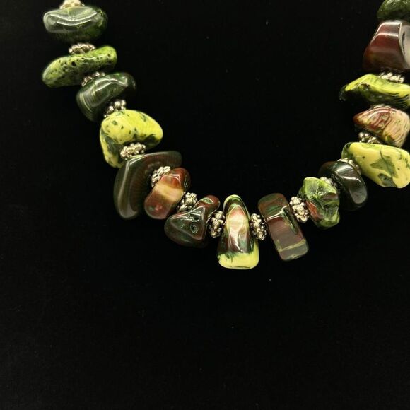 Handmade Green Turquoise Chunky Necklace - Picture 3 of 10